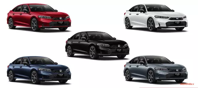 honda civic với 5 màu nổi bật